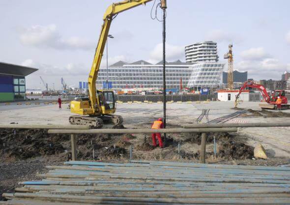 Übersichtskarte des Erdbauplans für das Straßennetz am Strandkai, Hamburg.