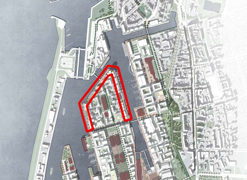 Blick auf die Külkenhalbinsel in Bremerhaven während der Kajensanierungsarbeiten.